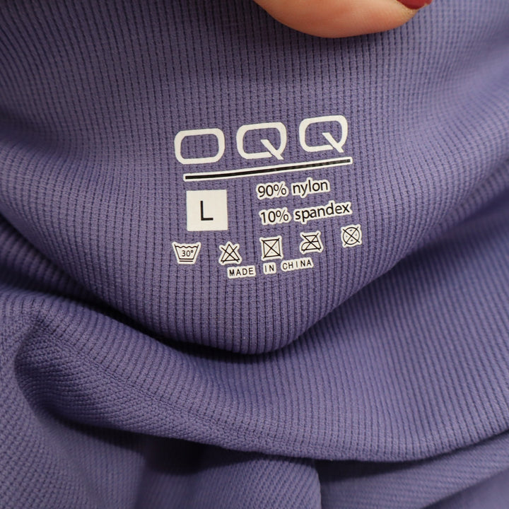 OQQ Shorts Womens L Yoga Gym Seamless Ribbed Purple Scrunch Butt Excellent