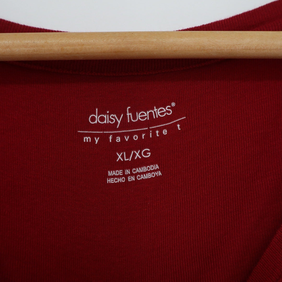 Daisy Fuentes My Favorite T Sangria Red Long Sleeve Scoop Neck Top Womens XL