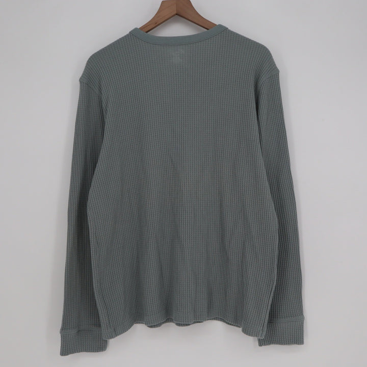 Kian D Los Angeles Mens L Henley Shirt Waffle Knit Thermal Long Sleeve Sage