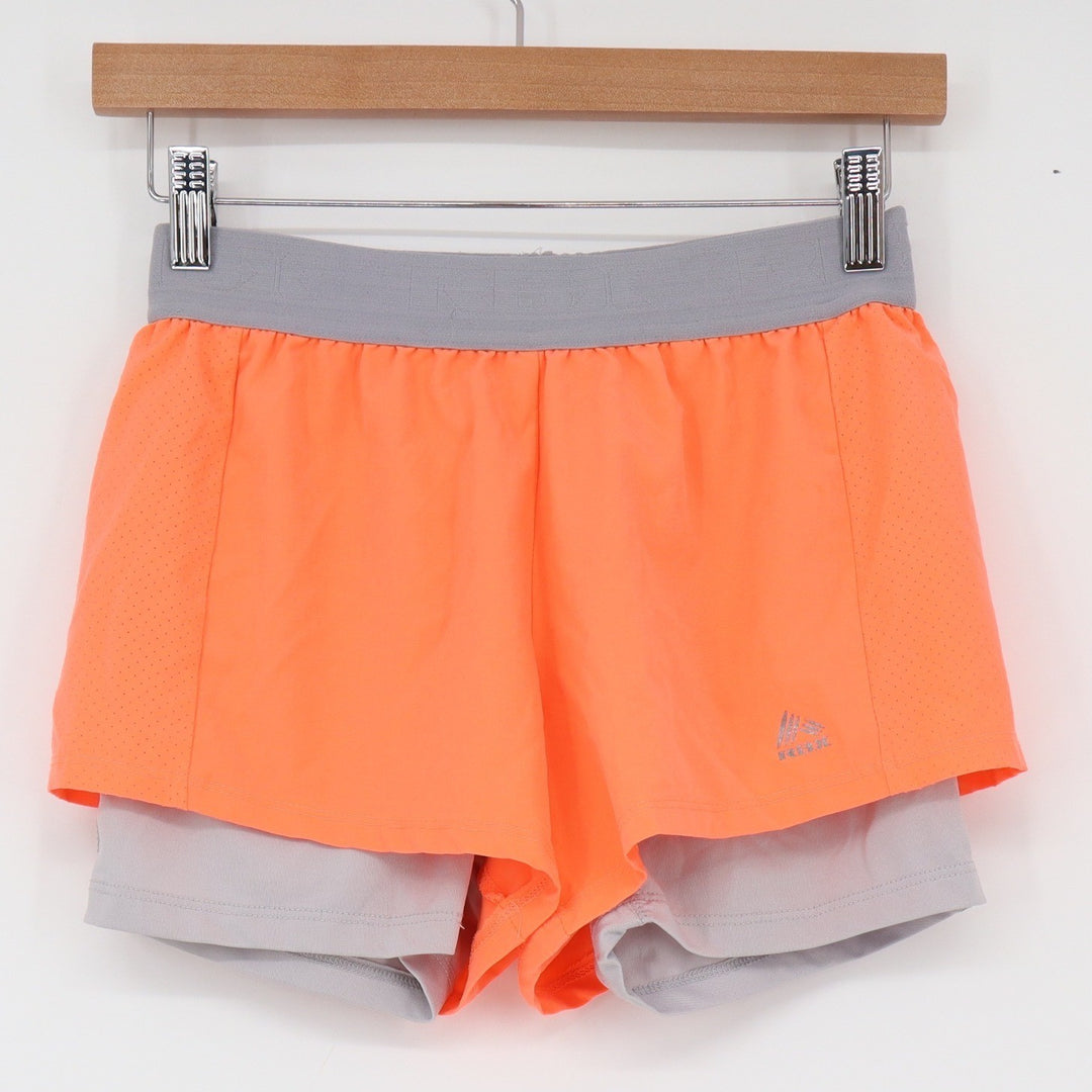 RBX Running Shorts Womens Small CR556 Neon Orange Grey 2-in-1 Athletic Good