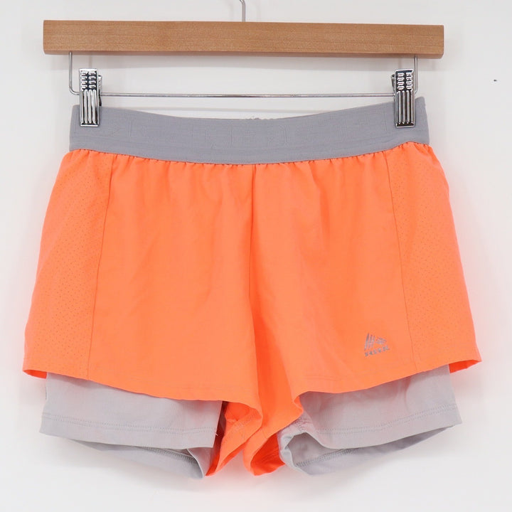 RBX Running Shorts Womens Small CR556 Neon Orange Grey 2-in-1 Athletic Good