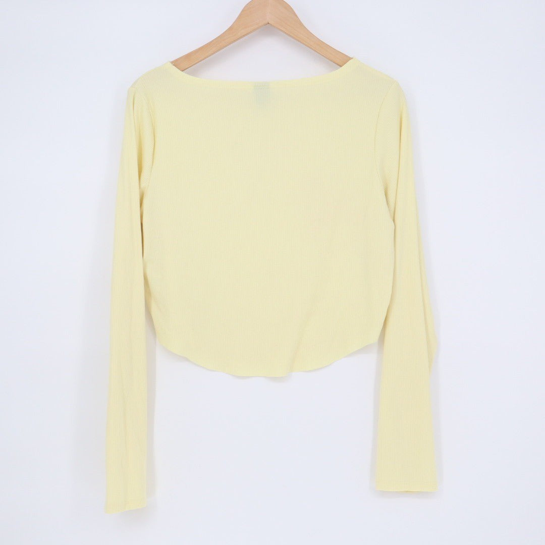 Wild Fable Womens Cropped Ribbed Long Sleeve Top Yellow XL