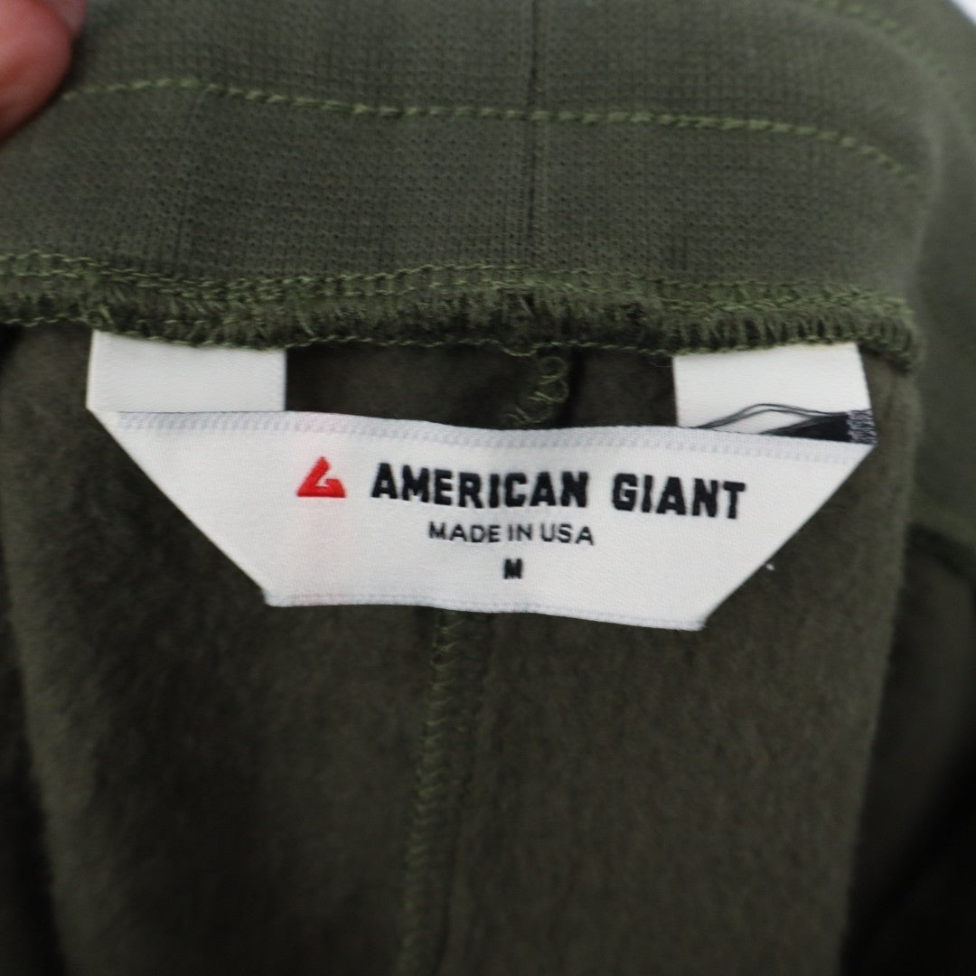 American Giant Sweatpants Womens Medium Green Cotton Fleece Lined Cargo Pockets