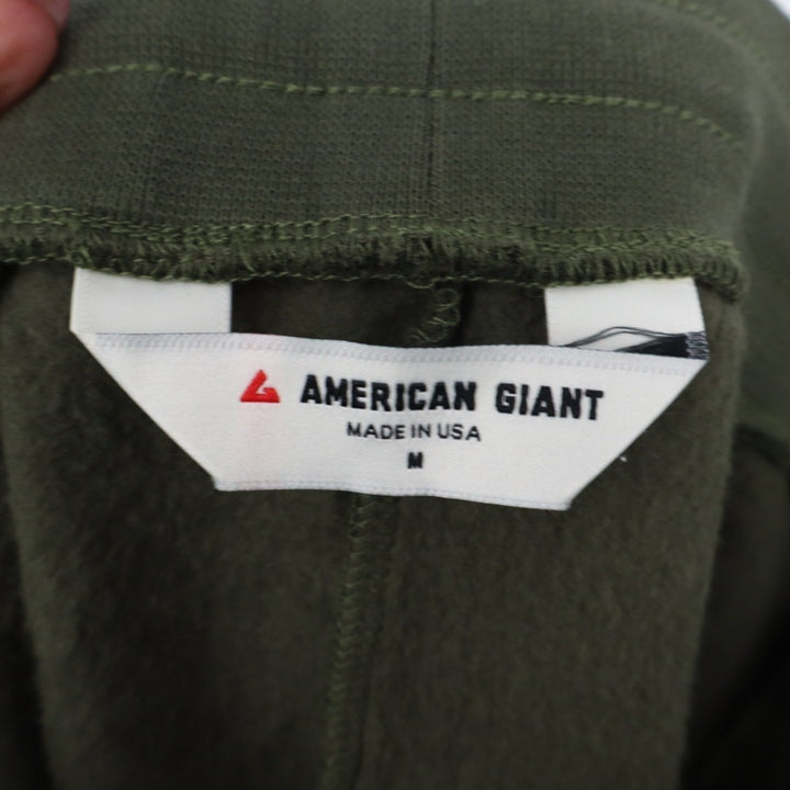 American Giant Sweatpants Womens Medium Green Cotton Fleece Lined Cargo Pockets