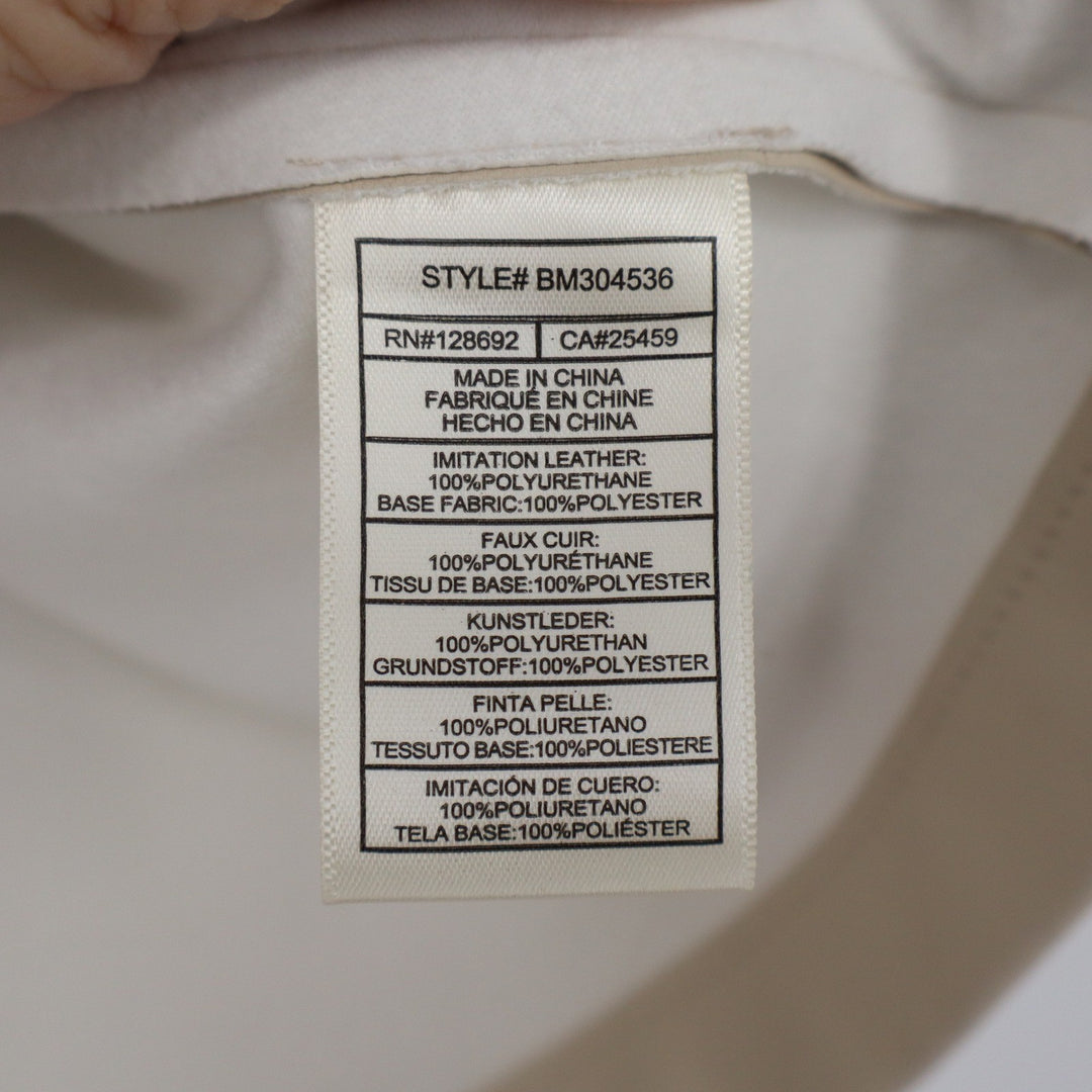 Steve Madden Jane V Neck Top Bone Beige Faux Leather Puff Sleeve Large