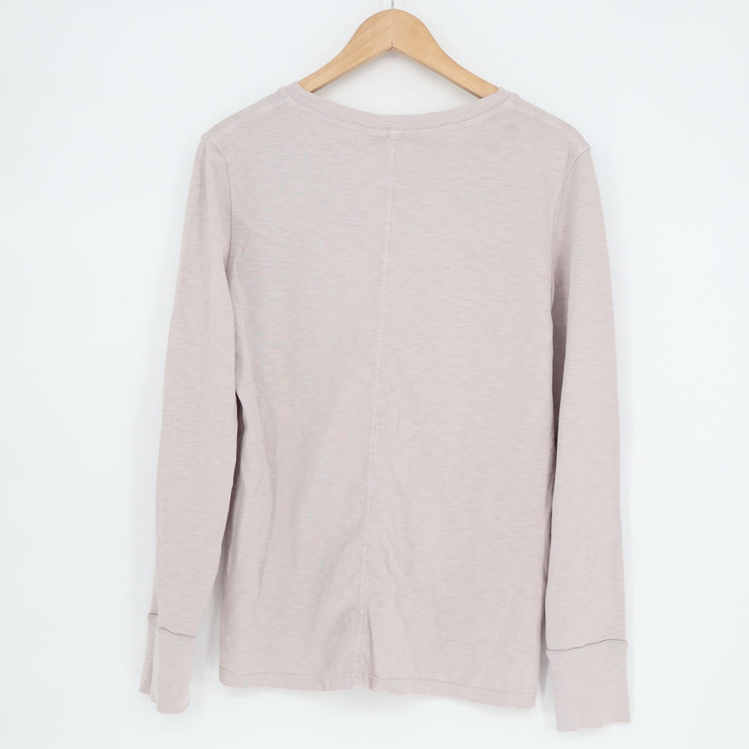 American Giant Premium Slub T-Shirt Women M Ashes Rose Cotton V-Neck Long Sleeve
