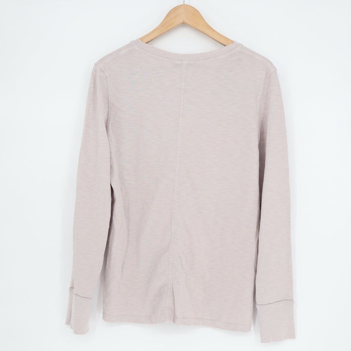 American Giant Premium Slub T-Shirt Women M Ashes Rose Cotton V-Neck Long Sleeve