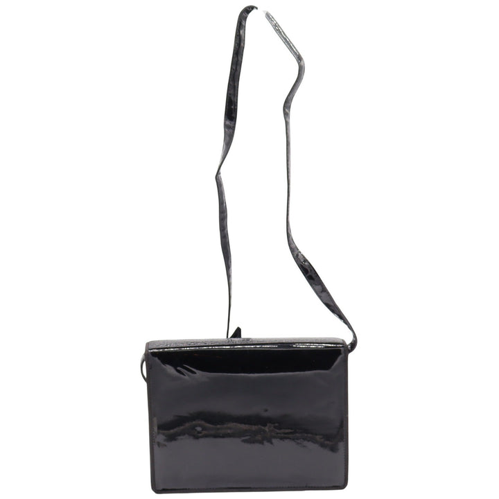 Ande Shoulder Bag Womens OS Vintage Patent Croc Embossed Black Envelope