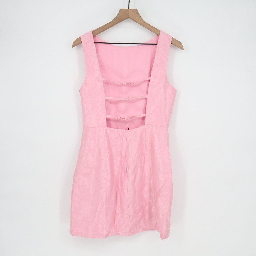 Lulus Mini Dress Womens Medium Pink Rayon Sleeveless Backless Chic Boat Neck