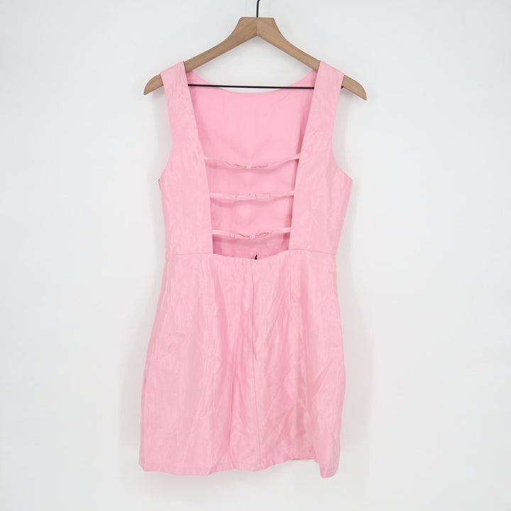 Lulus Mini Dress Womens Medium Pink Rayon Sleeveless Backless Chic Boat Neck