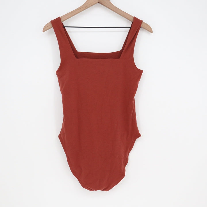 Old Navy Womens Rust Square Neck Sleeveless Bodysuit Small Cotton Stretch