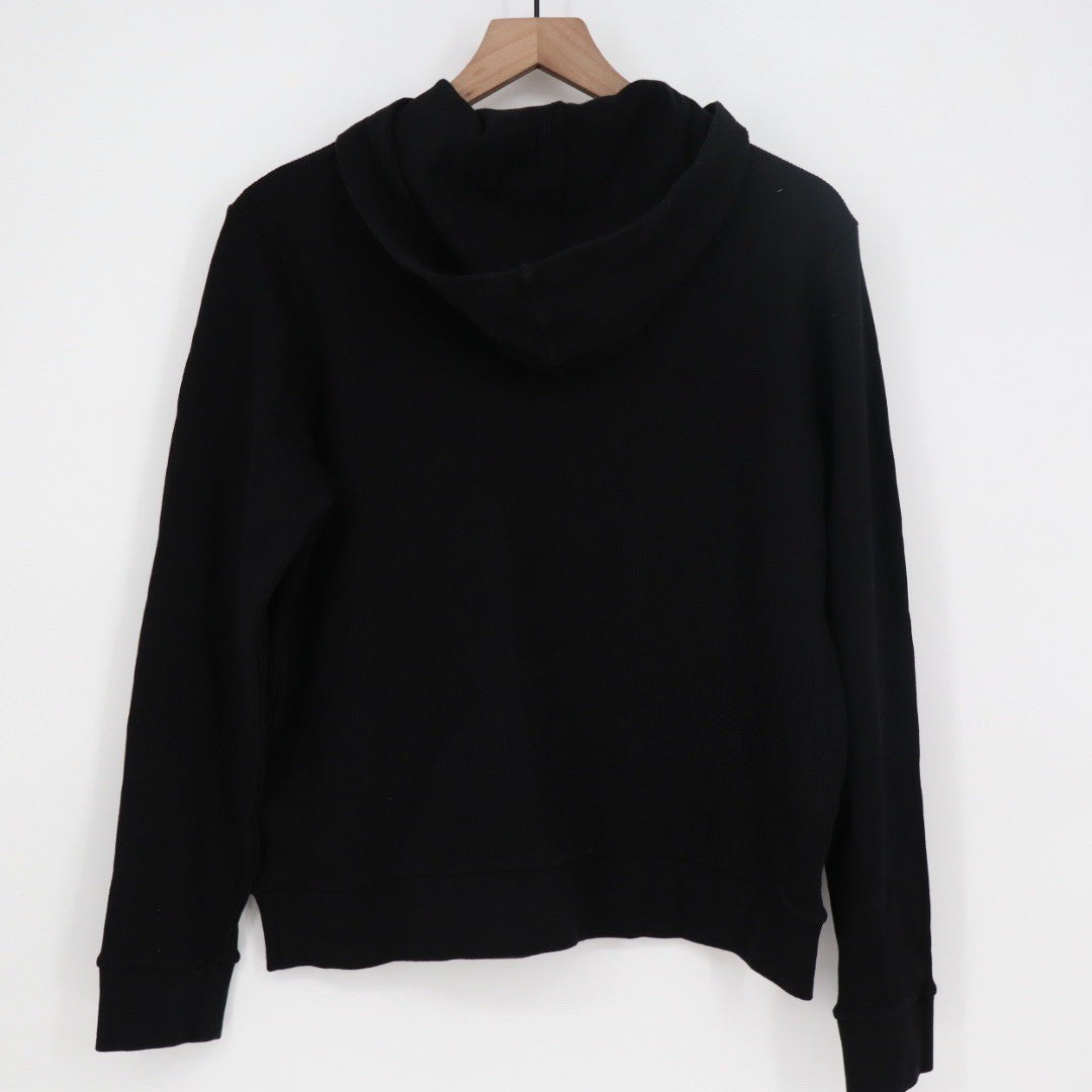 American Giant Women's Thermal Pullover Black Size M Made in USA
