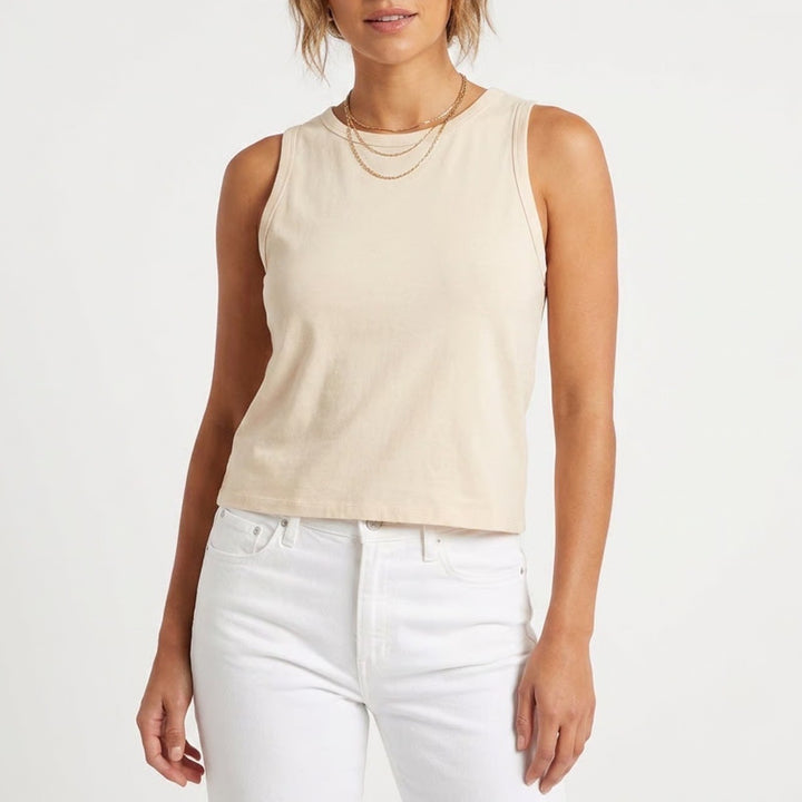 Old Navy Womens Medium Cream Beige Cotton Modal Blend Muscle Tank Top Sleeveless