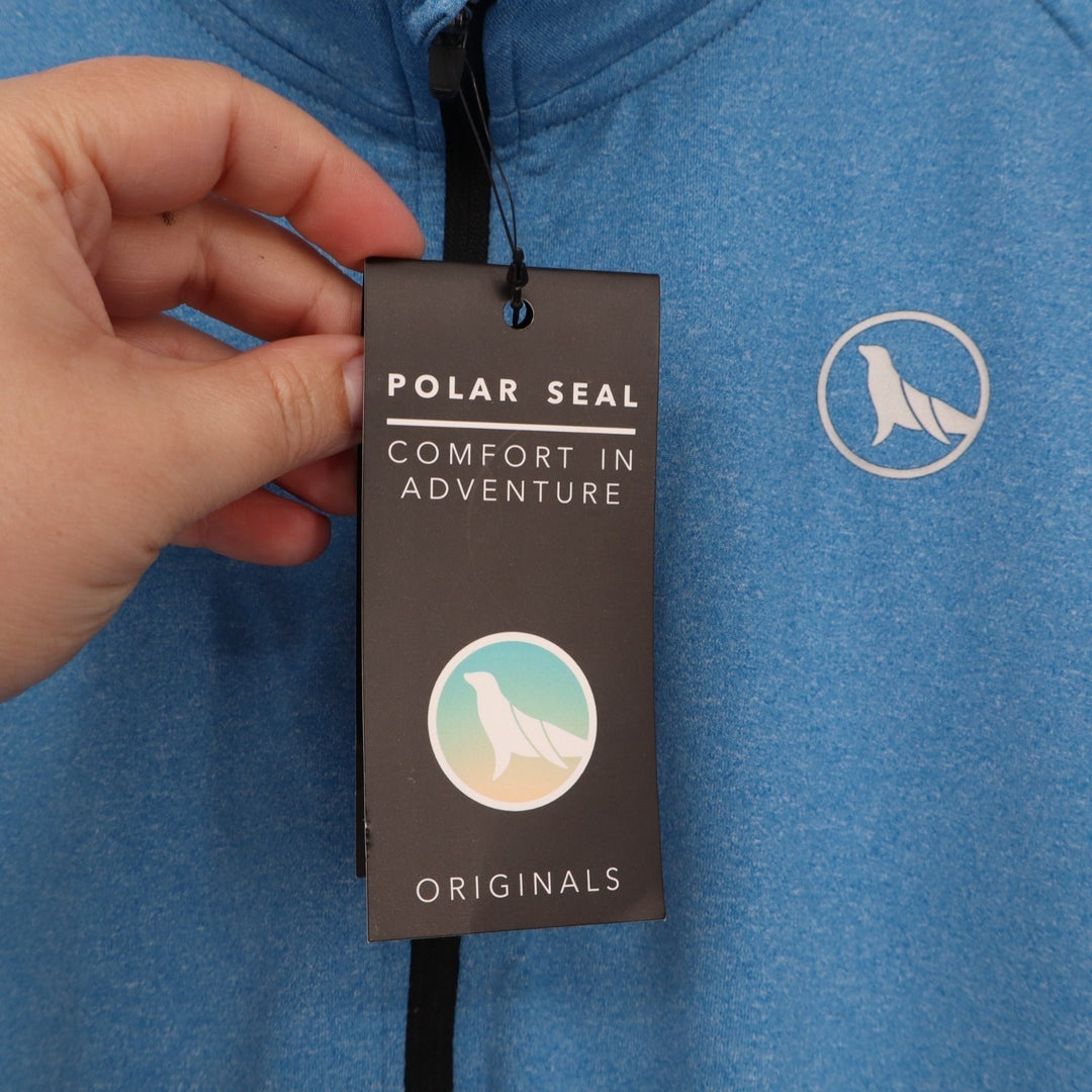 Polar Seal Heated Shirt Womens XL Alpine Blue 1/4 Zip Raglan Thumb Hole Sleeve