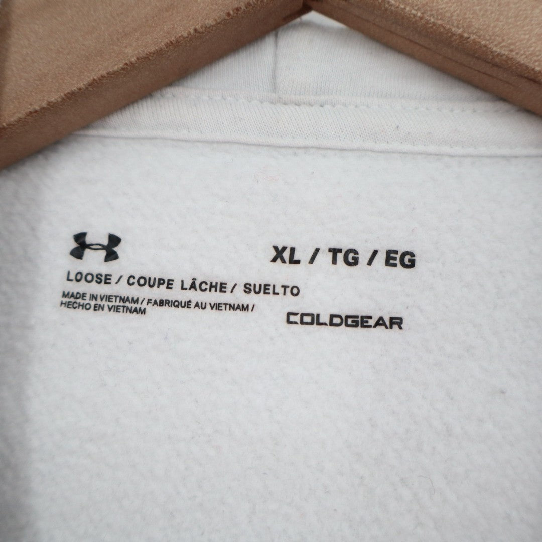 Under Armour Rival Coldgear Hoodie Mens Large White Cotton Fleece Raglan Sleeve
