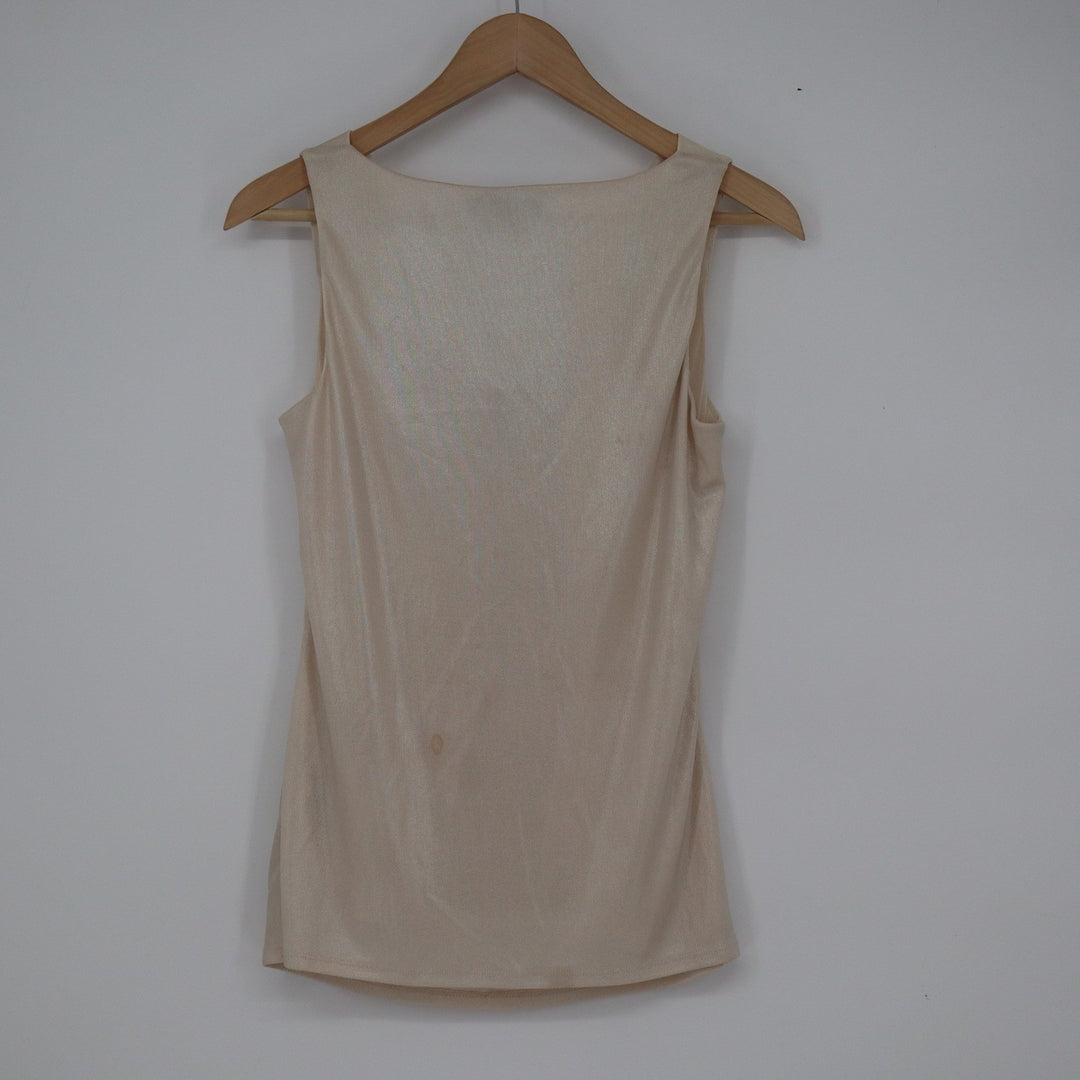 White House Black Market Champagne Shimmer Cowl Neck Tank Top Small Sleeveless