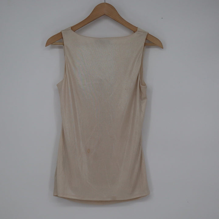 White House Black Market Champagne Shimmer Cowl Neck Tank Top Small Sleeveless