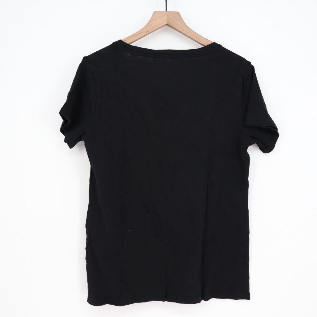 AMERICAN GIANT Womens Black V Neck T Shirt Made USA Size L
