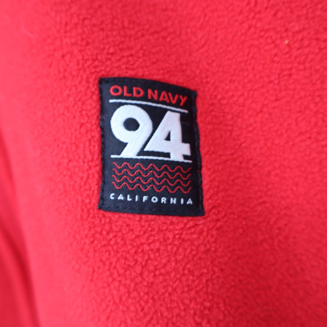 Old Navy 94 California Mens XXL Red Grey Colorblock Fleece Quarter Zip