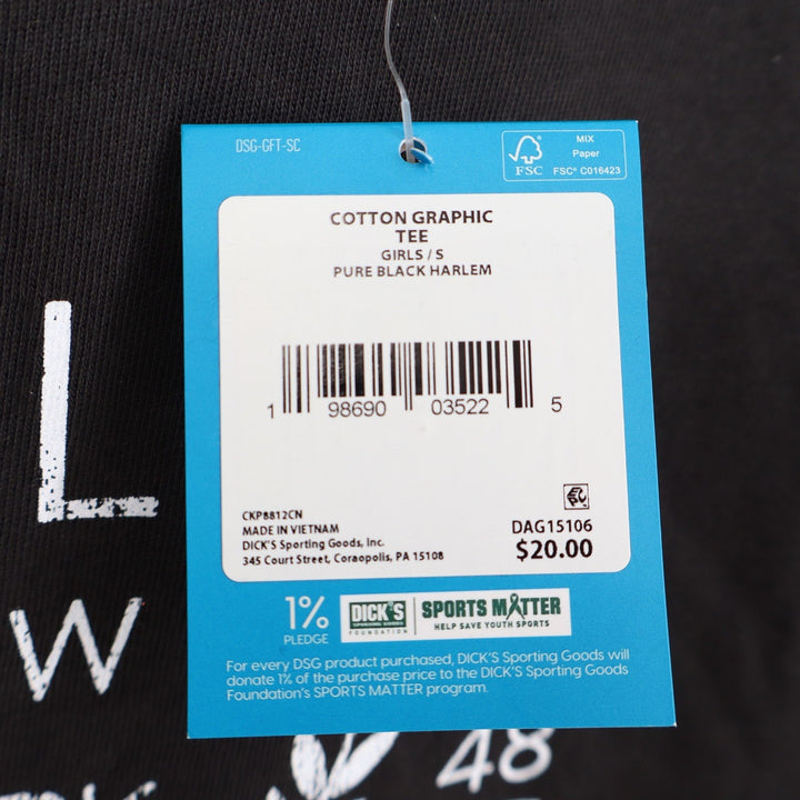 DSG Girls Harlem New York Basketball Graphic Tee Shirt Pure Black S 8-9 NEW