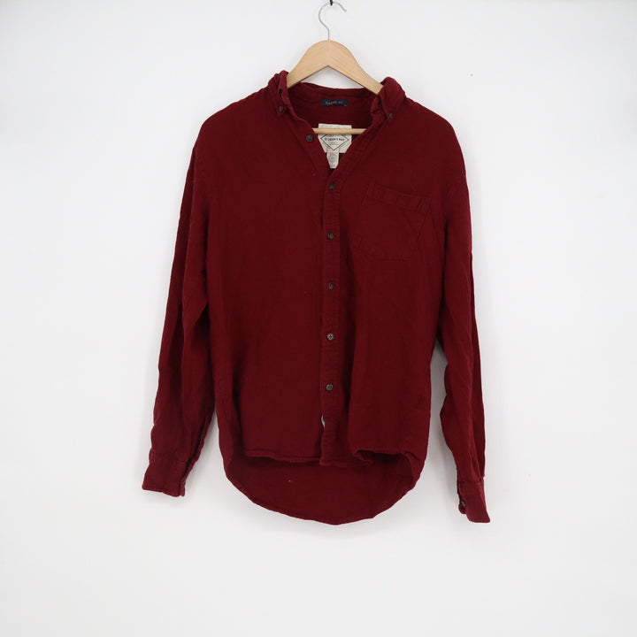 St Johns Bay Small Burgundy Cotton Long Sleeve Button Down Shirt Classic Fit