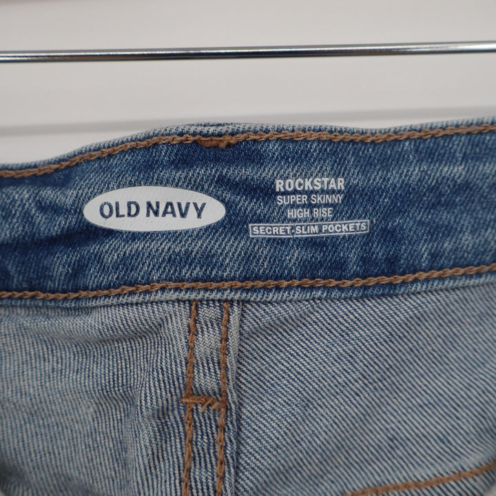 Old Navy Rockstar Super Skinny High Rise Distressed Light Wash Jeans Size 10
