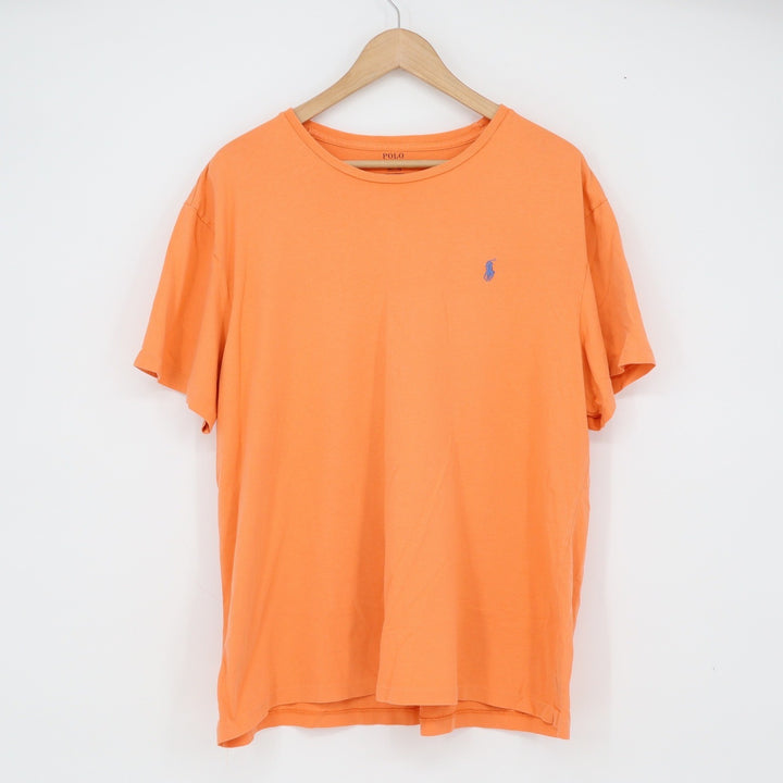 Polo Ralph Lauren T-Shirt Mens XL Solid Orange Blue Pony Logo Excellent