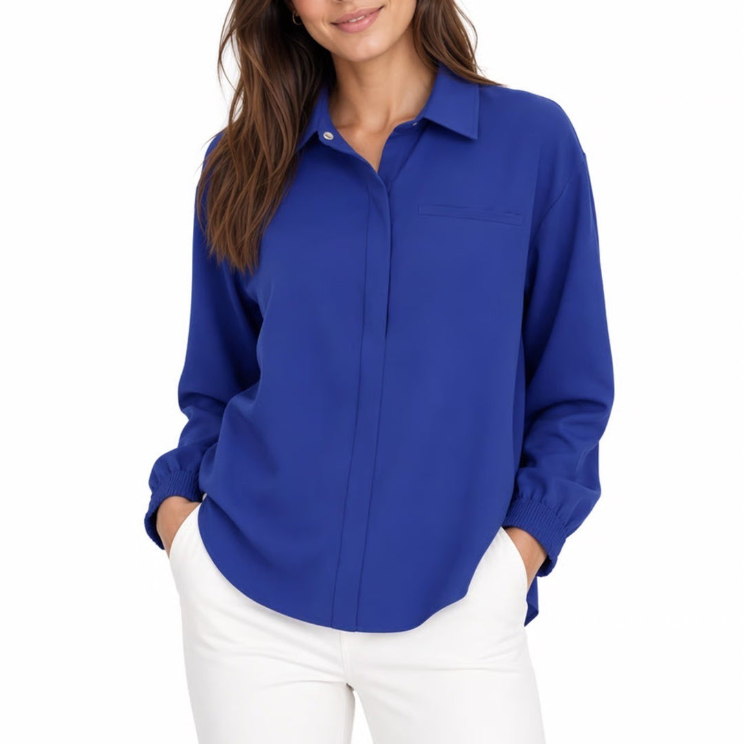 Nike Womens 24.7 Dri-FIT Long Sleeve Button Up Shirt Blue Small NEW