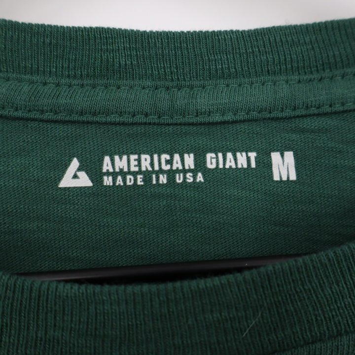 American Giant Premium Slub T-Shirt Mens Medium Green Crew Neck Long Sleeve