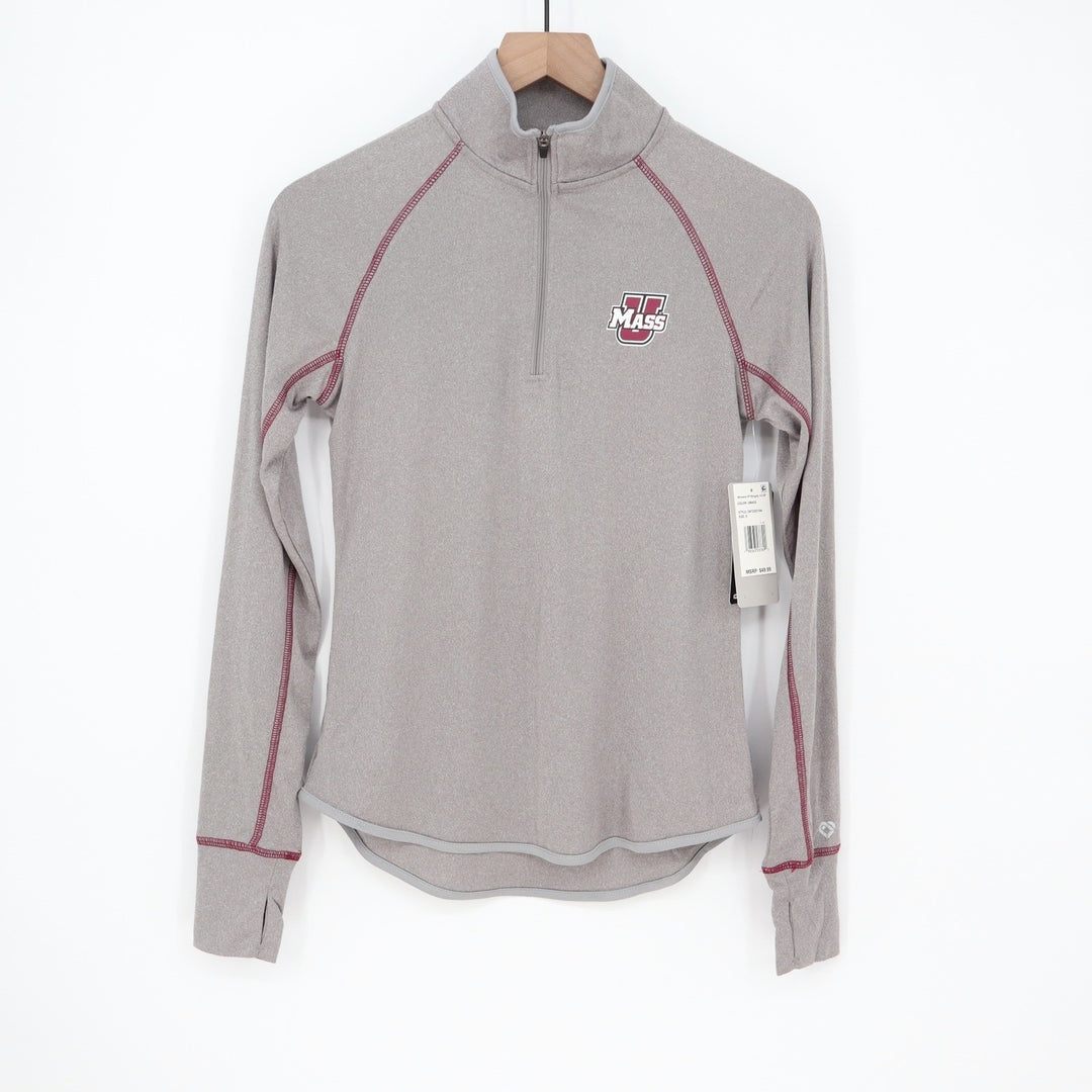 Colosseum Womens UMass Minutemen 1/4 Zip Pullover Grey Size S NEW