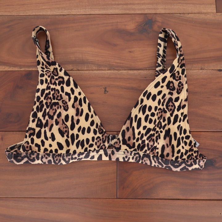 ASOS DESIGN Leopard Print Deep Triangle Crop Bikini Top Size 10