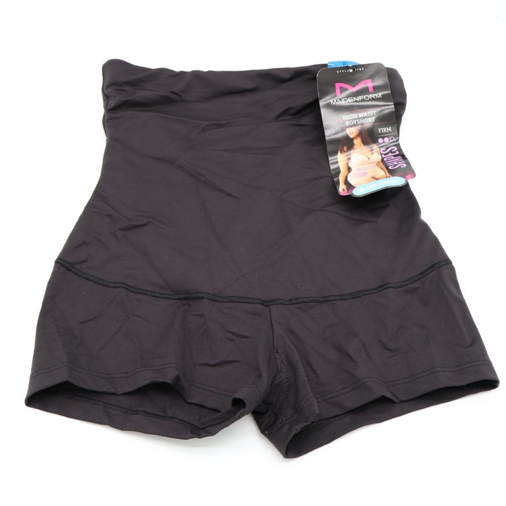 Maidenform Boyshort Shapewear Womens XL Black Cotton Stretch Firm High Waist