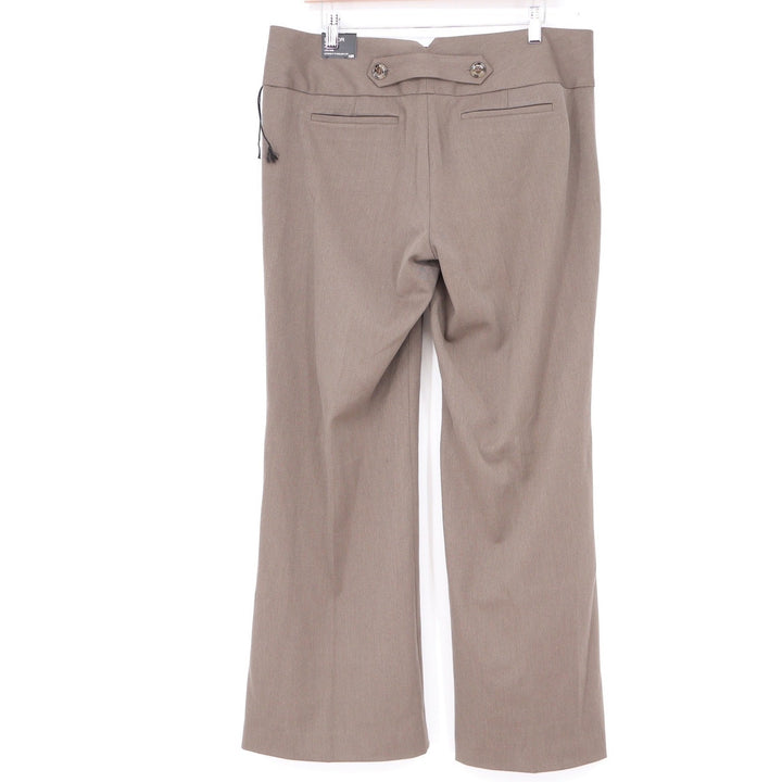 Express Editor Flare Leg Dress Pants Taupe Brown Low Rise Wide Waistband 12R NEW