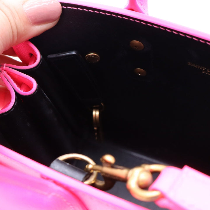 Saint Laurent Nano Sac De Jour Pink Glo Grained Leather Handbag