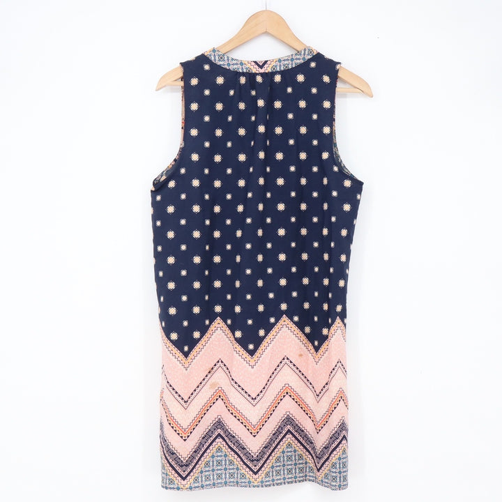 Sweet Rain Dress Womens Medium D91783-A Navy Pink Polka Dot Chevron Fair