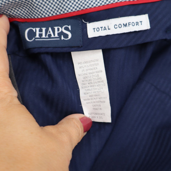 Chaps Dress Pants Mens 36x30 Total Comfort Charcoal Grey Flat Front Excellent