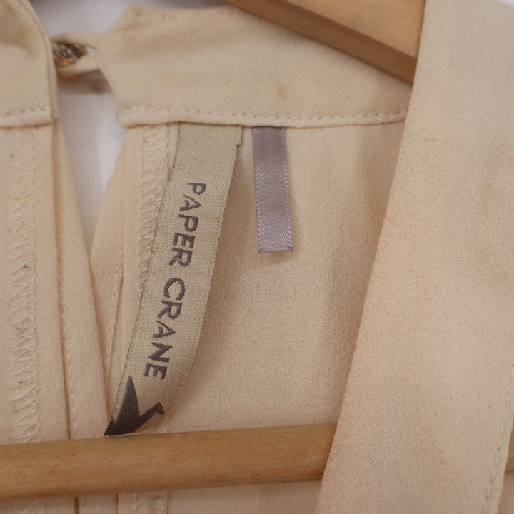 Paper Crane Cream Tiered High Neck Halter Blouse Medium