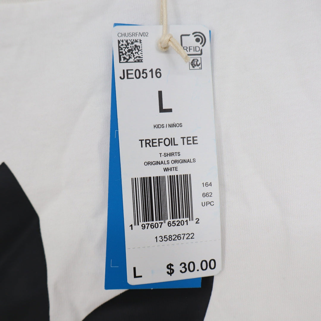 Adidas Originals Trefoil Tee Kids Large White Black Graphic T-Shirt