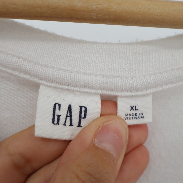 Gap Womens XL V-Neck Long Sleeve Top Off White Relaxed Fit Center Seam