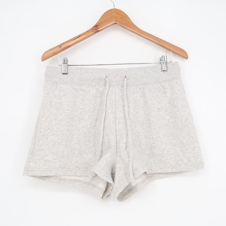 Womens Heather Gray Fleece Lounge Shorts Drawstring Waist Size Large