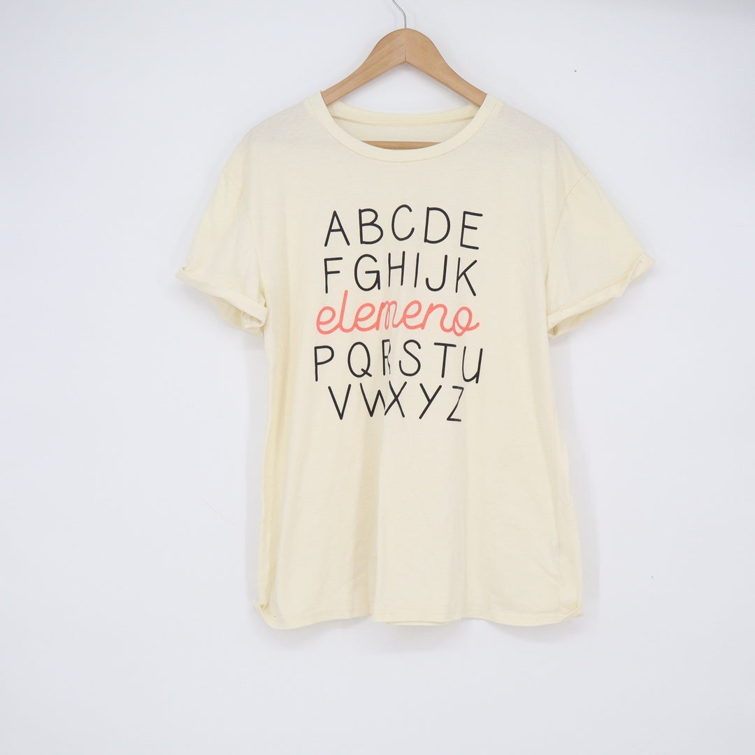 Alphabet Elemeno Graphic Tee Cream Short Sleeve Teacher Shirt XL