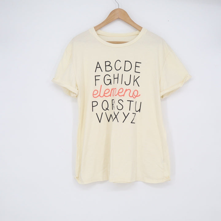 Alphabet Elemeno Graphic Tee Cream Short Sleeve Teacher Shirt XL