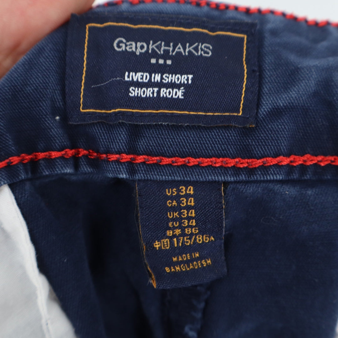 Gap Khakis Lived In Short Mens 34 Navy Blue Cotton Twill Chino Shorts