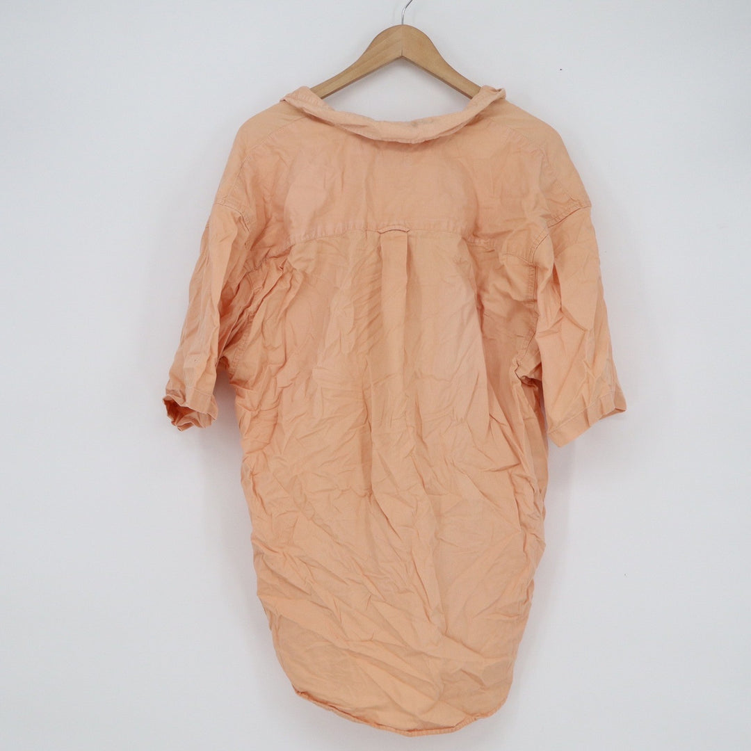 Taylor & Henry Mens XL Orange Cotton Short Sleeve Button Down Shirt Peach Casual