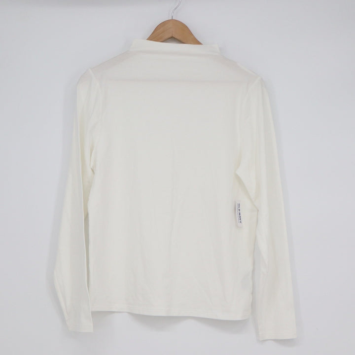 Old Navy Bestee Mock Neck Long Sleeve Top Off White Cotton Modal Stretch Large