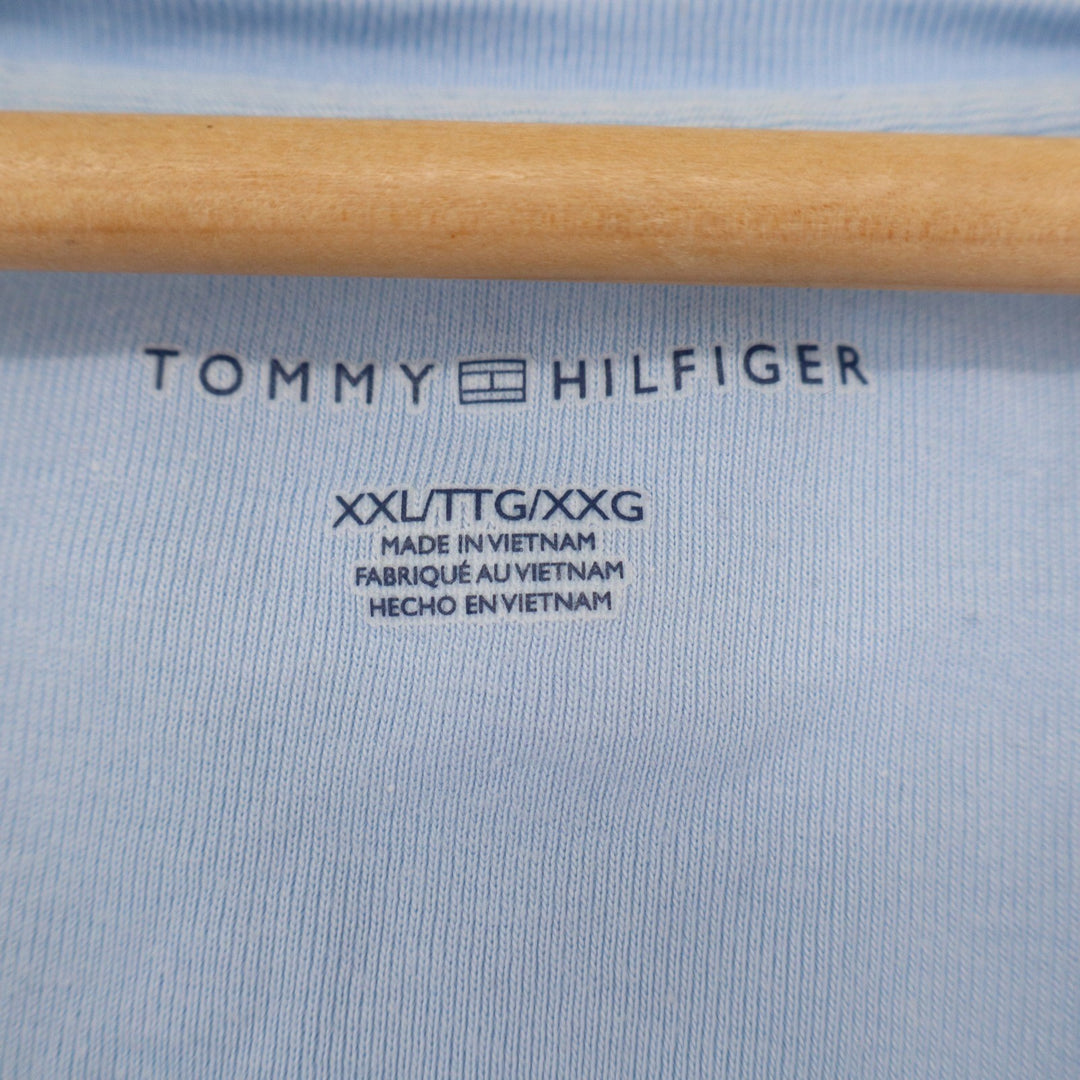 Tommy Hilfiger Mens XXL Light Blue Cotton V-Neck Short Sleeve Logo T-Shirt