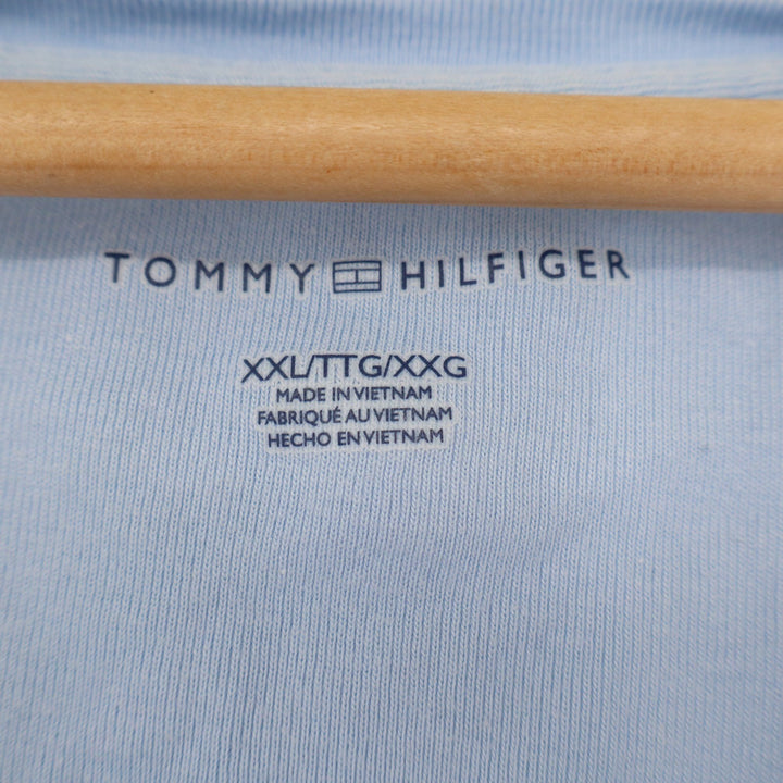 Tommy Hilfiger Mens XXL Light Blue Cotton V-Neck Short Sleeve Logo T-Shirt