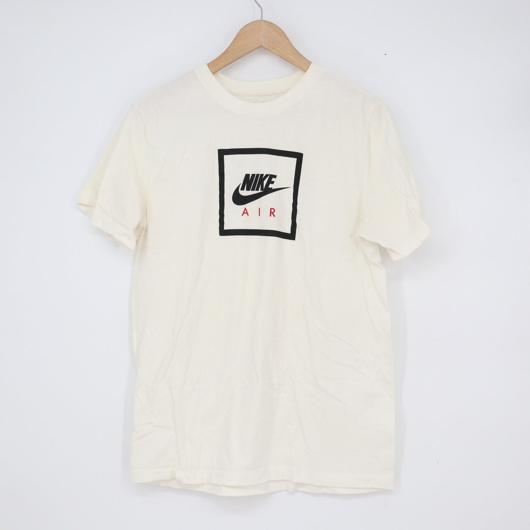 Nike Air Box Logo Graphic T-Shirt Mens Medium Cream Off-White Short Sleeve Tee