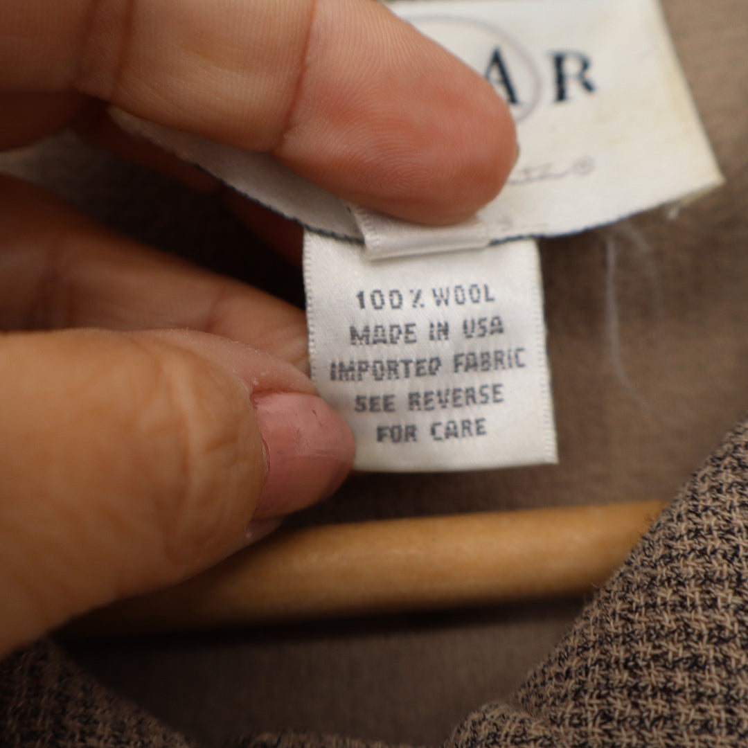 Oscar de la Renta Wool Jacket Womens 12 Tan Brown Micro Check Button Front USA
