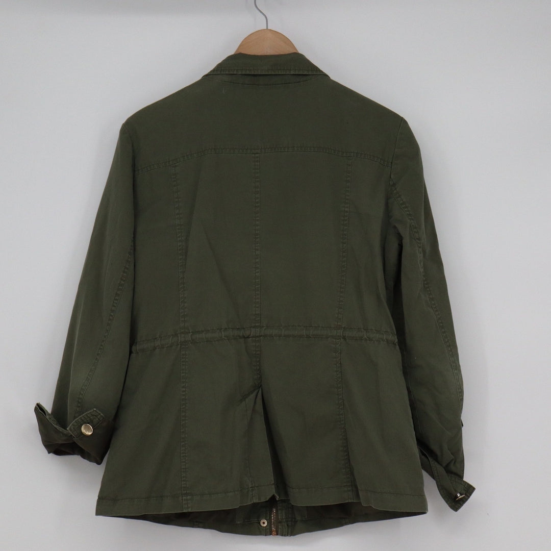 New York & Company Olive Green Utility Military Jacket Cotton Size M